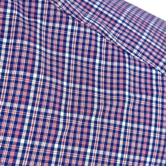 Untuckit Shirt Men’s Large Red White Blue Check Long Sleeve Button-Down Slim - Picture 3 of 9